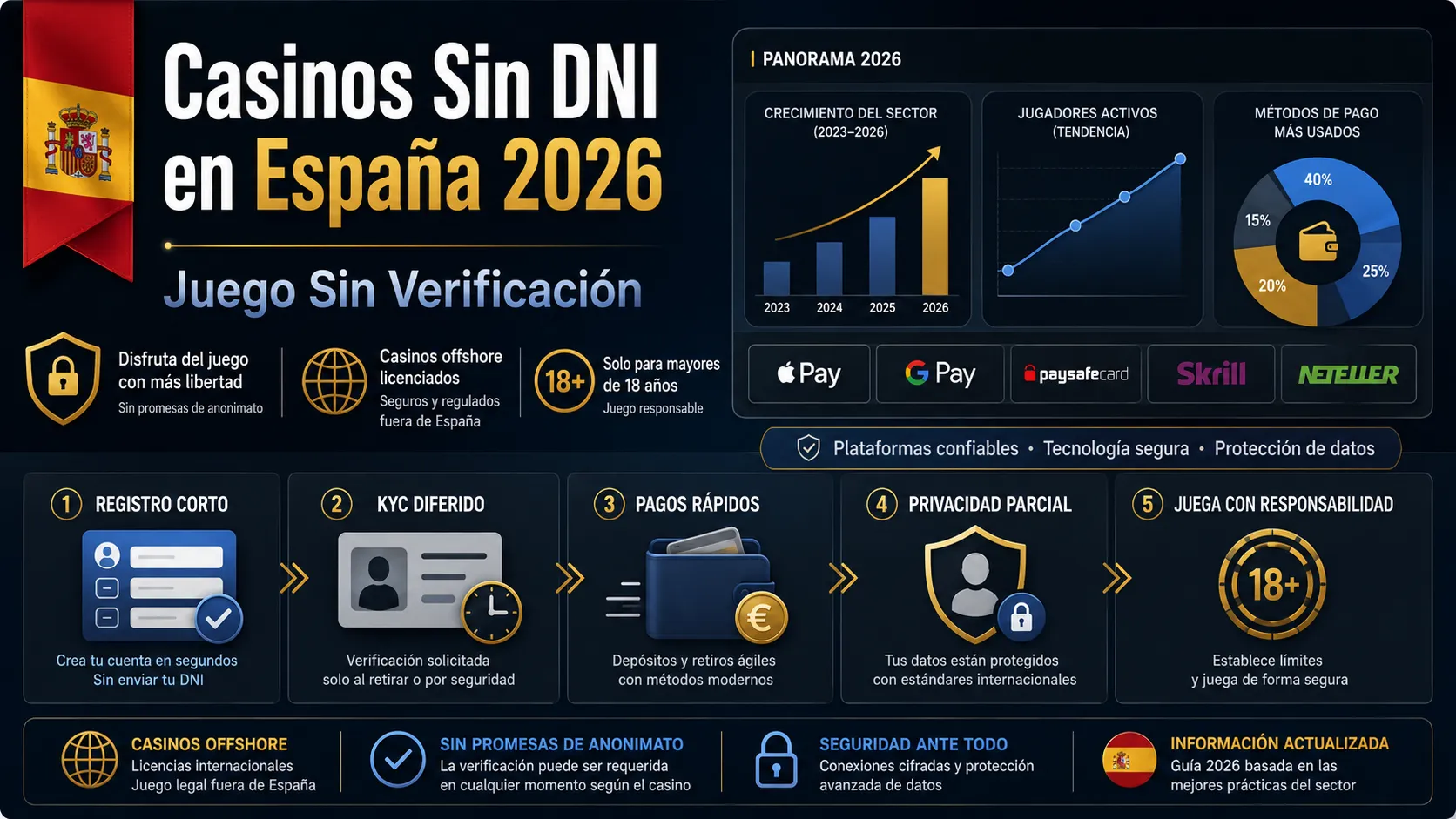 Casinos Sin DNI en España 2026 - Juego Sin Verificación